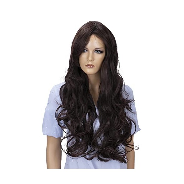 CAISHA by PRETTYSHOP Perruque Volumineuse Cheveux Longs Cosplay Théâtre Spectacle Ondulé Marron Foncé FP712a