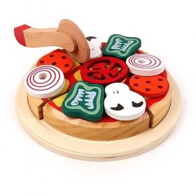 PLANÈTE BOIS - Plateau Pizza - FSC - 030245 - 4 Parts - Multicolore - Bois - Jeu pour Enfant - Jouet Durable - Cuisine - Jeu 