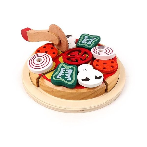 PLANÈTE BOIS - Plateau Pizza - FSC - 030245 - 4 Parts - Multicolore - Bois - Jeu pour Enfant - Jouet Durable - Cuisine - Jeu 