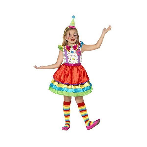 Smiffys-CS845250/S Déguisement-Enfant Clown-Robe et Chapeau-Taille S-Couleur: -45250, Multicolore, S