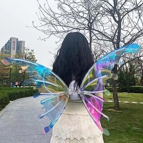 Hearthxy fées Papillon Lumineuses LED, Ailes delfe Mobiles électriques fée Costume delfe dhalloween, pour Enfant, Femmes A