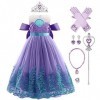 Deguisement Robe Princesse Ariel Costume de Sirène pour Enfant Fille, Robe Ariel la petite sirene avec Accessoires, Enfants C