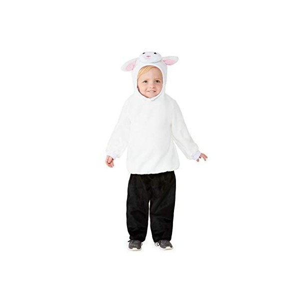 Toddler Lamb Costume, White, with Hooded Top & Trousers, T1 