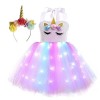 inlzdz Enfants Filles Robe Licorne Déguisement de Princesse Fée Tutu Robe avec Lumières LED Anniversaire Halloween Carnaval F