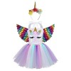 TiaoBug Enfant Fille Princesse Robe Licorne Déguisement Halloween Noël Carnaval Paillettes Robe Soirée Anniversaire et Serre-