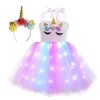 inhzoy Enfant Déguisement de Licorne Princesse Fée pour Fille Tutu Robe avec Lumières Brillant + Bandeau de Licorne Halloween