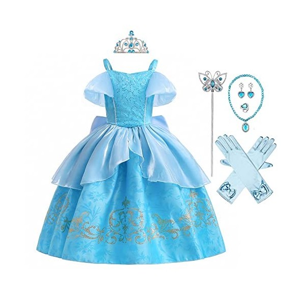 MYRISAM Robe de Cendrillon Papillon Déguisements Filles Princesse Cinderella Costume de Carnaval Halloween Cosplay Noël Robe 