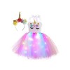 JanJean Robe Tutu De Princesse Licorne Fille Avec Lumière Brillante Deguisement Licorne Costume Carnaval Scène Anniversaire F