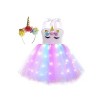 JanJean Robe Tutu De Princesse Licorne Fille Avec Lumière Brillante Deguisement Licorne Costume Carnaval Scène Anniversaire F