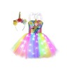 JanJean Robe Tutu De Princesse Licorne Fille Avec Lumière Brillante Deguisement Licorne Costume Carnaval Scène Anniversaire F