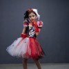 Cruella Deville Costume pour enfant fille Halloween 101 Dalmatiens Cosplay Robe + perruque + gants + barre 5 pièces Cruella D