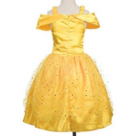 Lito Angels Deguisement Robe Princesse Belle pour Enfant Fille, Anniversaire Fete Carnaval Costume Halloween, Taille 8-9 ans,