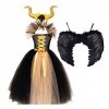 Enfants Filles Maleficent Costume Maléfique Sorcière Méchante Reine Déguisement Fantaisie Tutu Habiller Halloween Cosplay Ten