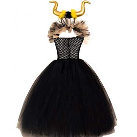 Enfants Filles Maleficent Costume Maléfique Sorcière Méchante Reine Déguisement Fantaisie Tutu Habiller Halloween Cosplay Ten