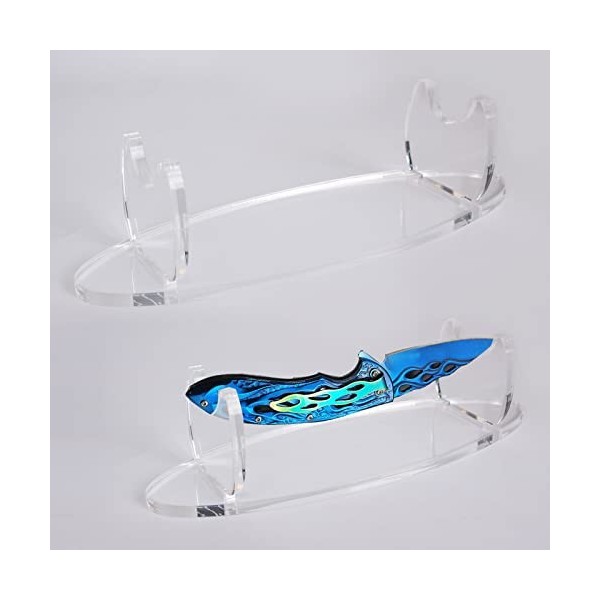 WANLIAN Lot de 2 présentoirs de poignard en acrylique pour armes et épées, support pour couteau Huya ovale transparent 