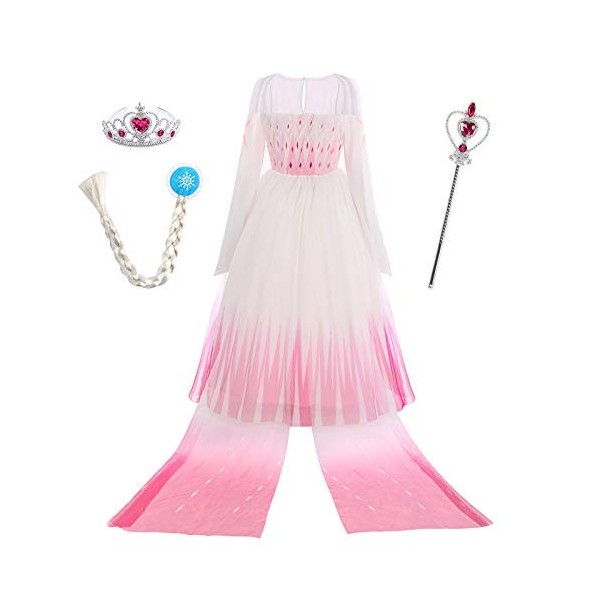 OBEEII Princesse Costume Fille Cosplay Déguisement et Accessoires Enfant Robe de Soirée Halloween Fêtes Noël Anniversaire Car