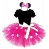 KIRALOVE - Costume Mickey Mouse - Robe - Costume - Minnie - Body - Tutu - Tulle - Bandeau - Carnaval - Halloween - Accessoire
