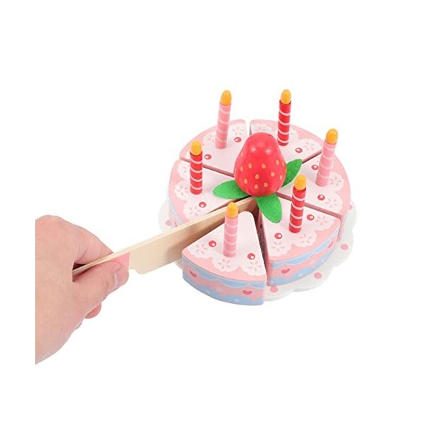 STOBOK Couverts Bois Jouets Déveil Gâteau danniversaire en Bois pour Enfants Alimentaire Faire Semblant De Gâteau danniver