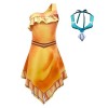 Lito Angels Deguisement Costume Robe de Princesse Pocahontas avec Collier pour Enfant Fille Taille 10-11 ans, Jaune orange é