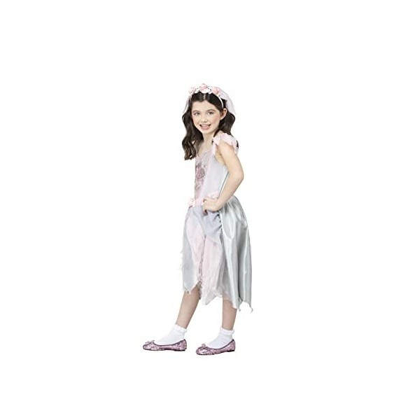 Smiffys 56418L Costume de mariée fantôme vintage, pour fille, gris et rose, taille L 10-12 ans