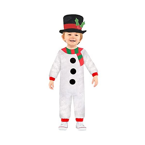 amscan 9912297 Costume de Noël Bonhomme de neige et chapeau haut de gamme 2-3 ans