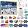 Rock Collection Calendrier de lAvent pour enfants avec 24 pierres précieuses, minéraux et fossiles, compte à rebours de Noël