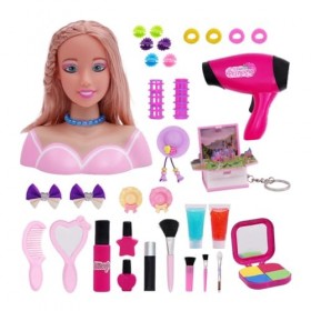 JoyMate Tête de maquillage, tête de coiffage pour enfants, kit de maquillage Pretend Playset, poupée de maquillage, tête de m