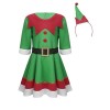 dPois Enfant Garçon Fille Lutin Ensemble Noël/Robe Noël Déguisement Pere Noël Costume Carnaval Halloween Cosplay Elf Lutin Te