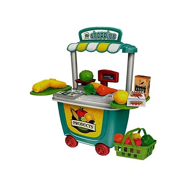 GUIZMAX Stand Vendeur Fruit Legume dinette Jouet Chariot Enfant Marchand