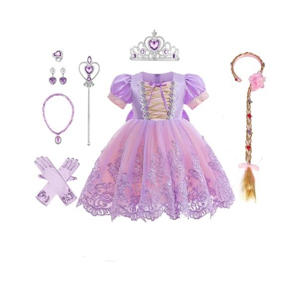 IBTOM CASTLE Filles Princesse Robe+Accessoires Raiponce Ensemble Conte De Fées Cosplay Halloween Carnaval Costumes Noël Anniv
