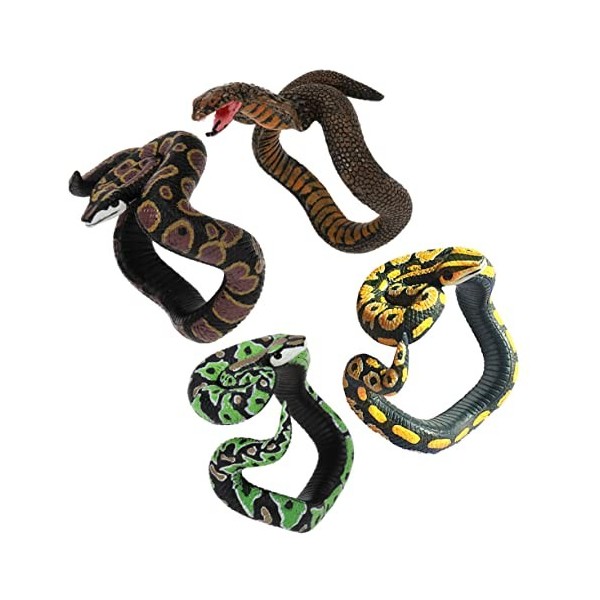 jojofuny Jouets De Reptiles 4 Pièces Simulation Serpent Bracelet Manchette Bracelet Réaliste Serpent Blague Faux Serpent Joua