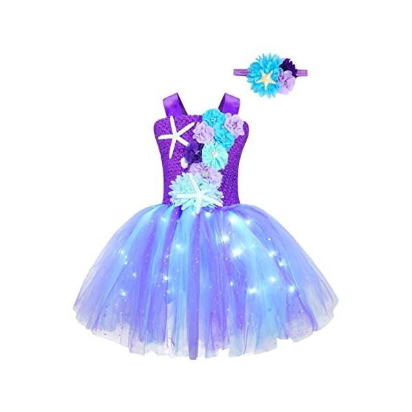 YiZYiF Enfant Fille Déguisement Licorne Sirène Robe Princesse Tutu Jupe avec Lumineuse LED Cosplay Costume Halloween Carnaval