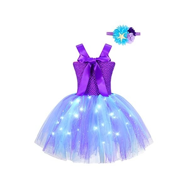 YiZYiF Enfant Fille Déguisement Licorne Sirène Robe Princesse Tutu Jupe avec Lumineuse LED Cosplay Costume Halloween Carnaval