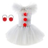 IDOPIP Costume de Clown Amusant pour Enfants Filles Arc-en-Ciel Princesse Tutu Robe + Nez et Cerceau de Cheveux pour Hallowee