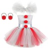 IDOPIP Costume de Clown Amusant pour Enfants Filles Arc-en-Ciel Princesse Tutu Robe + Nez et Cerceau de Cheveux pour Hallowee