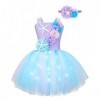 TiaoBug Enfant Fille Déguisement Licorne Sirène Princesse Cosplay Costume Halloween Carnaval Noël Tutu Jupe avec Lumineuse LE