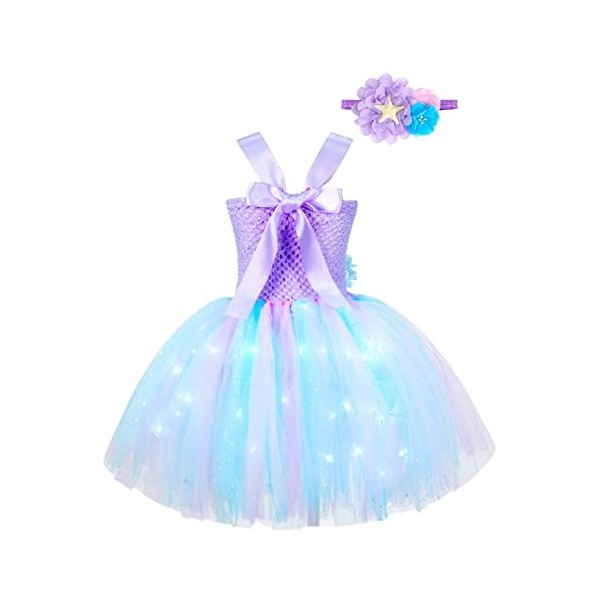 TiaoBug Enfant Fille Déguisement Licorne Sirène Princesse Cosplay Costume Halloween Carnaval Noël Tutu Jupe avec Lumineuse LE