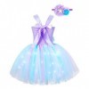 TiaoBug Enfant Fille Déguisement Licorne Sirène Princesse Cosplay Costume Halloween Carnaval Noël Tutu Jupe avec Lumineuse LE