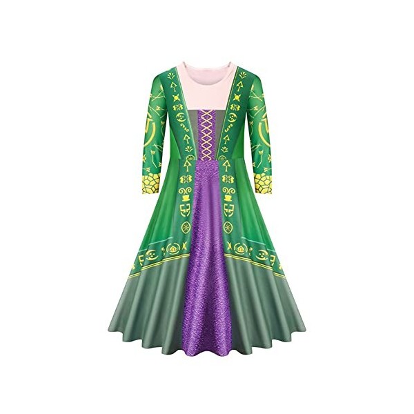 Déguisement Winifred Sanderson Enfants, Filles Winifred Sanderson Costume Robe de sorcière à manches longues avec cape Carnav