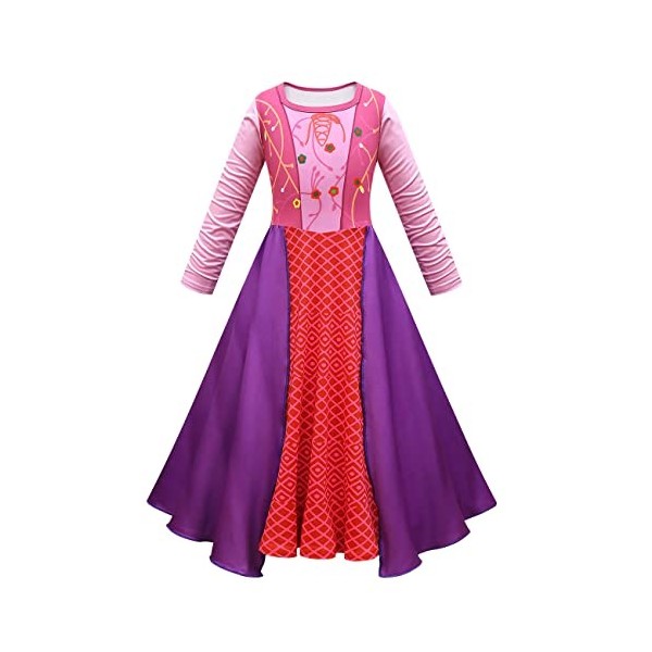 Déguisement Winifred Sanderson Enfants, Filles Winifred Sanderson Costume Robe de sorcière à manches longues avec cape Carnav