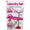 Laundry Set – Jeu d’imitation – Kit de Repassage Rose – 5 Accessoires en Plastique