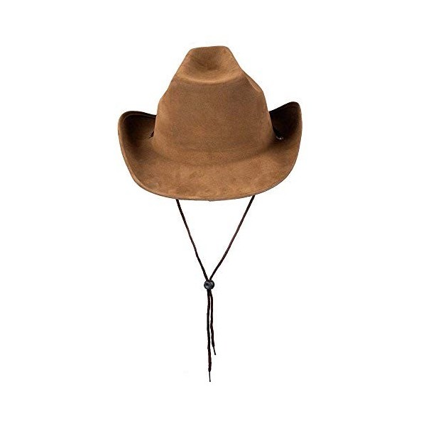 Boland 04351 - Chapeau Utah pour adultes, similicuir, marron foncé, chapeau de cowboy, chapeau western, cowboy, ranger, far w