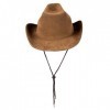 Boland 04351 - Chapeau Utah pour adultes, similicuir, marron foncé, chapeau de cowboy, chapeau western, cowboy, ranger, far w