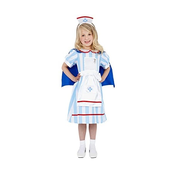 Vintage Nurse Costume, Blue, Dress with Cape & Hat S 