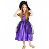 IKALI Costume de sorcière pour fille, Halloween classique Costumes fantaisistes Avec chapeau 3-4ans