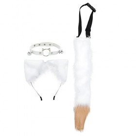 FOMIYES 1 Jeu Ensemble Bandeau Oreille Loup Accessoires De Costume De Chat Loup Renard Animal Queue Collier en Cuir PU Déguis