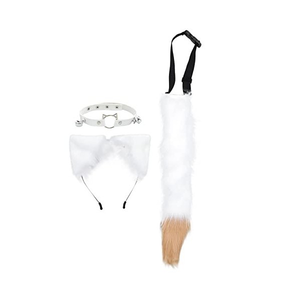 FOMIYES 1 Jeu Ensemble Bandeau Oreille Loup Accessoires De Costume De Chat Loup Renard Animal Queue Collier en Cuir PU Déguis