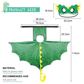 JIASHA Cape Dinosaure pour Enfants, Dinosaure Déguisement Enfant Cosplay Costume Dinosaure Scintillant avec Dinosaure Masque,