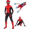 Costume daraignée pour enfant garçon et fille de 8 à 9 ans,Noir et rouge,Avec gants,Accessoires de super-héros,Costume dara