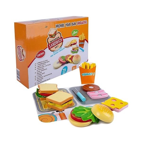 Dinette Enfant Jouet Aliment Cuisine Hamburger, avec Plateau